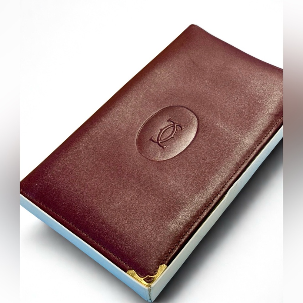 Cartier Must de Cartier Bordeaux Leather Long Wallet Bifold | Vintage France ✨🇫🇷